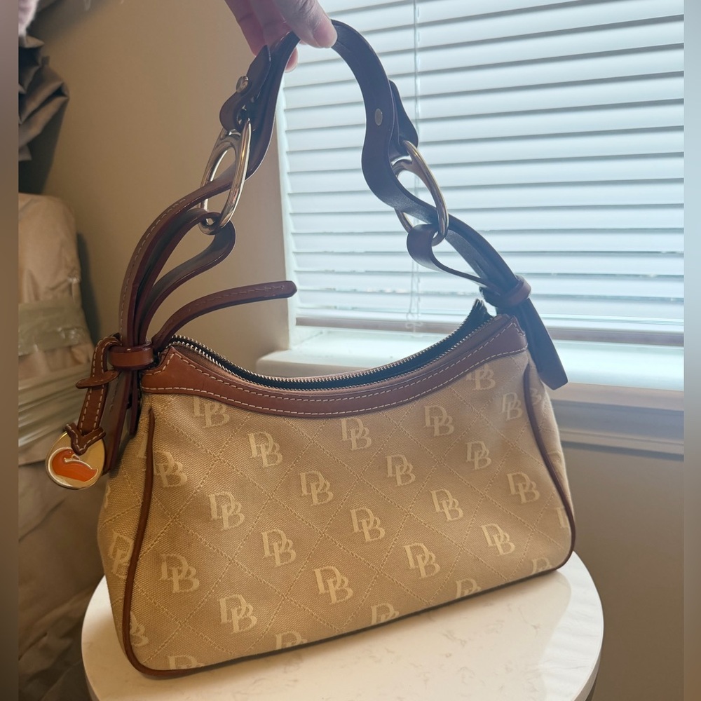 ** S O L D ** - Dooney & Bourke Tan Monogram Shoulder Bag